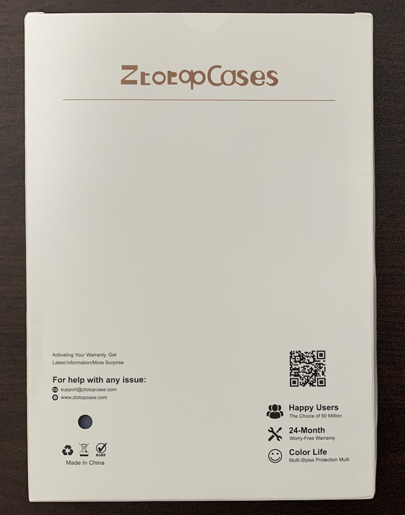 ZtotopのiPad mini6用カバーのパッケージ裏側