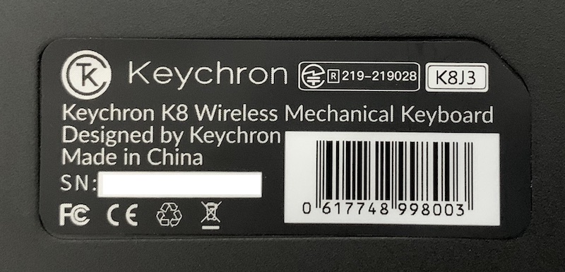 Keychron K8 JIS日本語配列技適対応