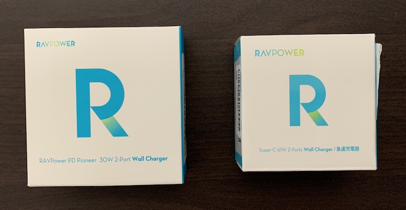 RAVPowerの充電器（アダプタ）のパッケージ