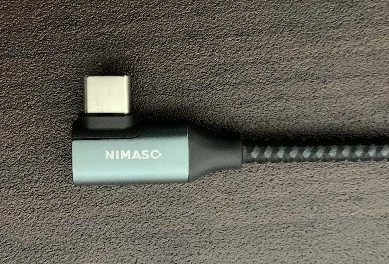 NimasoのL字型60W PD対応USB Type-CケーブルのL字型端子表側