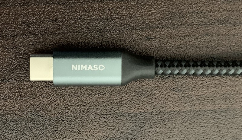 NimasoのL字型60W PD対応USB Type-Cケーブルのストレート端子表側