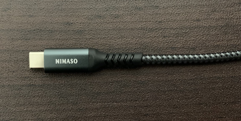NIMASOの長さ30cm USB Type-Cケーブルの端子部分表側