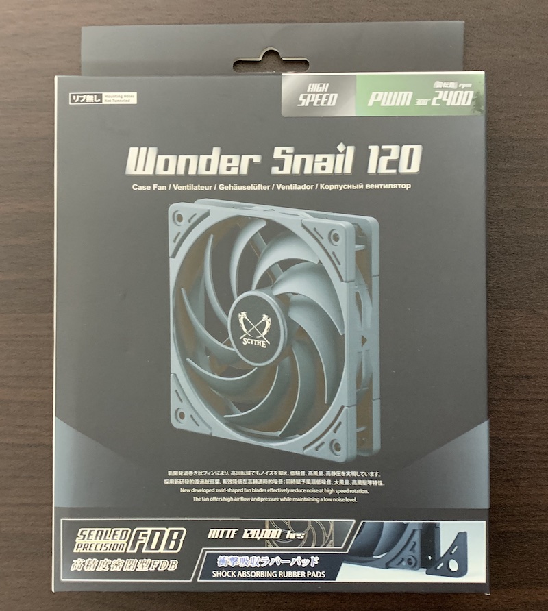 サイズのケースファン「WONDER SNAIL 120(WS1225FD24-P)」のパッケージ表側