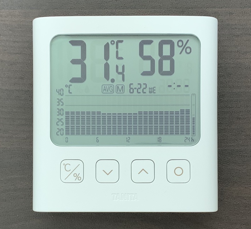タニタの温湿度計 TT-580の温度履歴表示