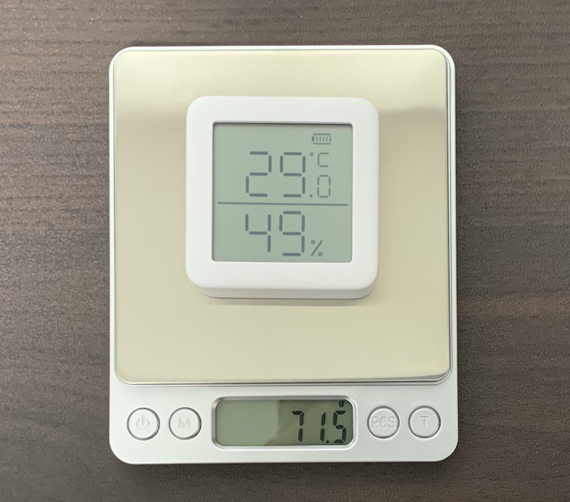 SwitchBot 温湿度計の重さを計測