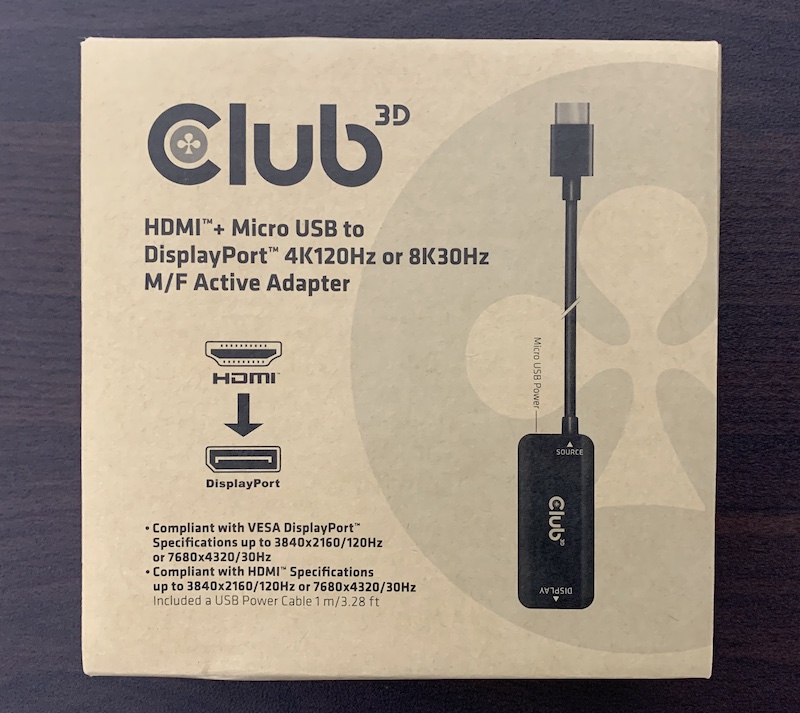 Club3Dの「HDMI to DisplayPort 変換アダプタ(CAC-1335)」のパッケージ表側