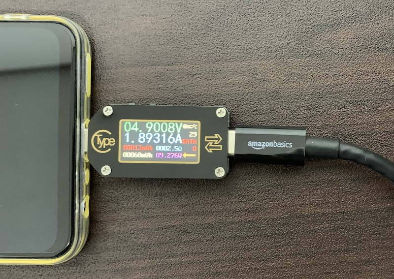 USB電力テスター「WINGONEER TC66」でスマホへの電力を計測