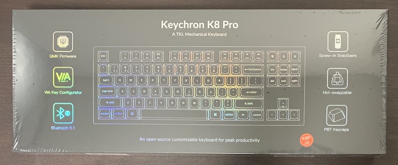 Keychron K8 Pro JIS日本語配列ワイヤレスメカニカル キーボードのパッケージ表側