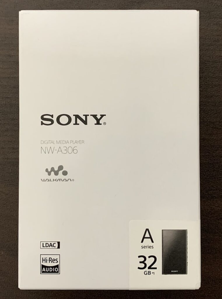 SONYのウォークマン「NW-A306」（A300シリーズ）のパッケージ表側