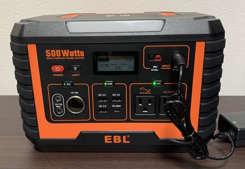 ポータブル電源「EBL Portable Power Station 500W」の外観