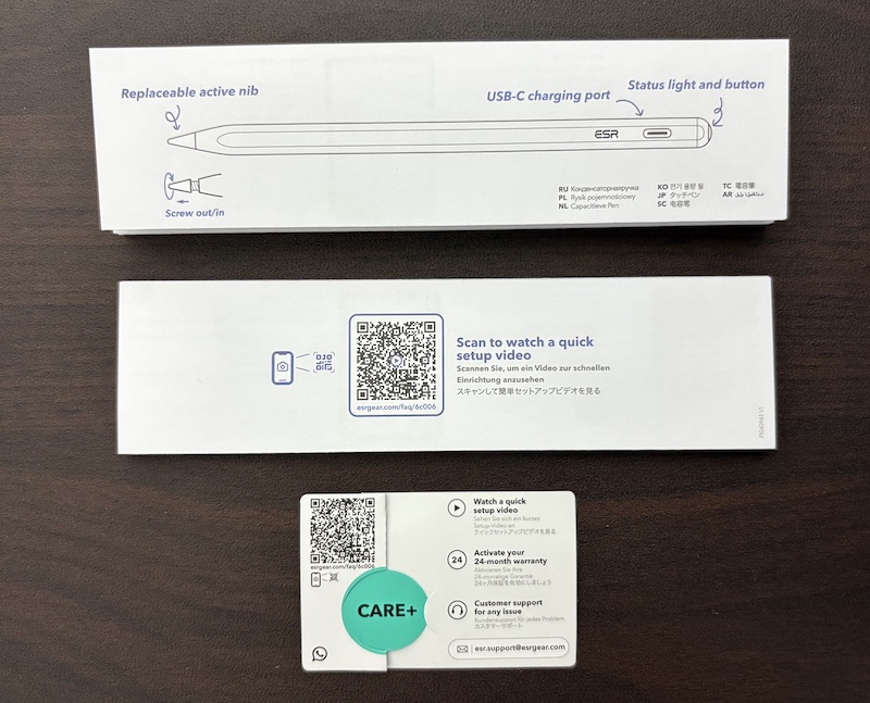ESRのiPad用ApplePencil互換ペン「6C006」の内容物（付属品）