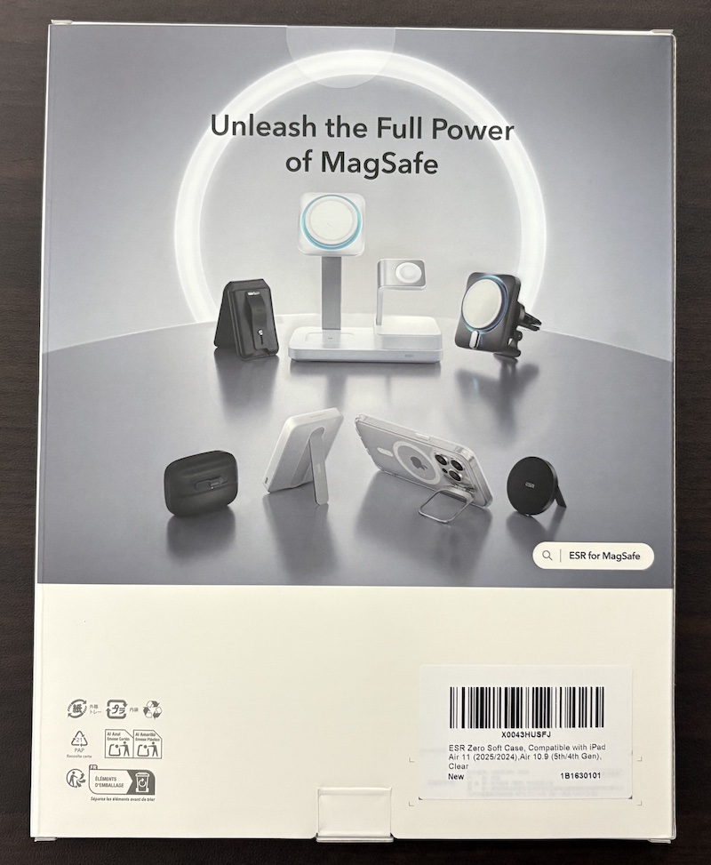 ESRのiPad Air 11インチ(M3, M2) 用クリアケースのパッケージ