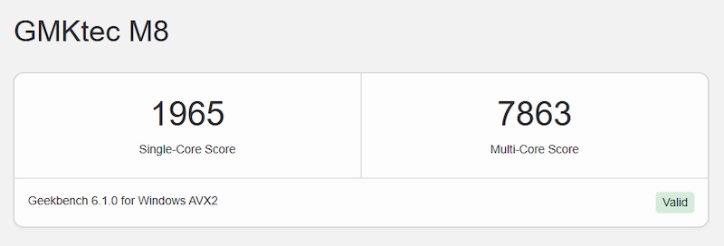 GMKtecのミニPC「M8」Ryzen 5 PRO 6650Hの性能計測（Geekbench 6）
