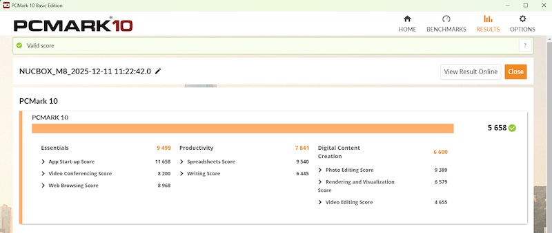 GMKtecのミニPC「M8」Ryzen 5 PRO 6650Hの性能計測（PCMark 10）