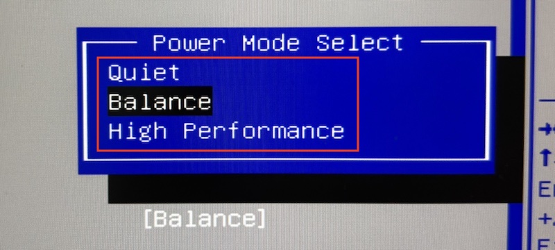 GMKtecのミニPC「G11」のBIOSでのパフォーマンス設定の変更方法