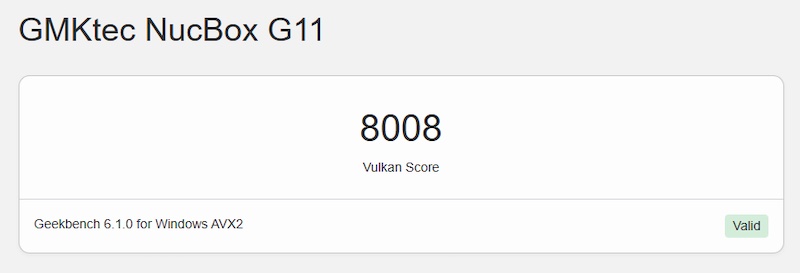 GMKtecのミニPC「G11」Ryzen Embedded R2514の性能計測ベンチマーク「Geekbench 6」